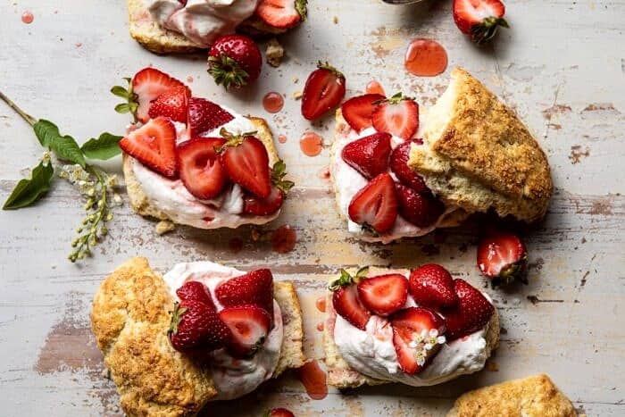 The Best Strawberry Shortcakes | halfbakedharvest.com #shortcakes #strawberries #summer #strawberry horizontal photo of The Best Strawberry Shortcakes
