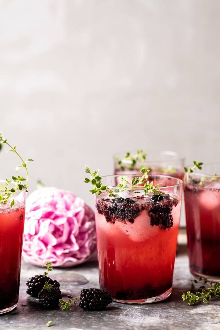 Blackberry Tequila Lemon Cooler | halfbakedharvest.com #cocktail #drinks #blackberries #tequila front on photo of Blackberry Tequila Lemon Cooler