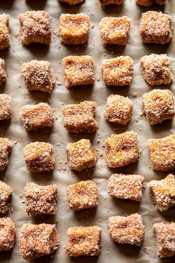Baked Sweet Potato Parmesan Tater Tots before baking