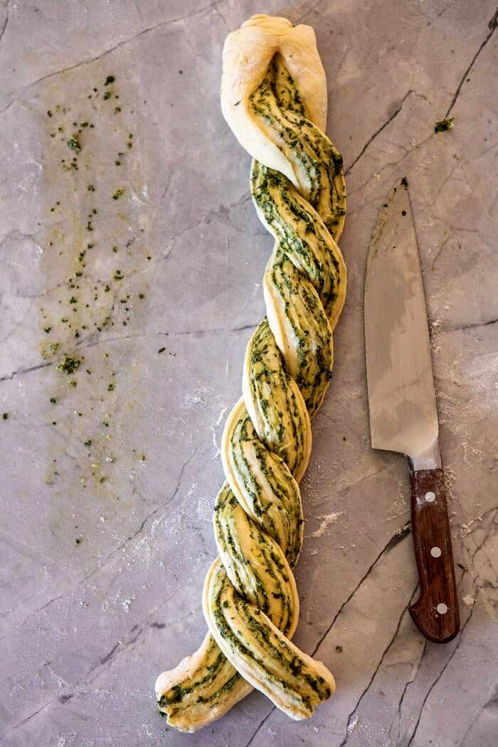 Swirled Garlic Herb Bread before baking