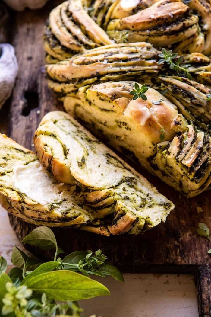 close up photo of Swirled Garlic Herb Bread