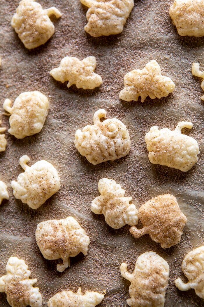 Burnt Basque Pumpkin Spice Cheesecake | halfbakedharvest.com #pumpkin #cheesecake #thanksgiving overhead photo of pie crust cookies after baking