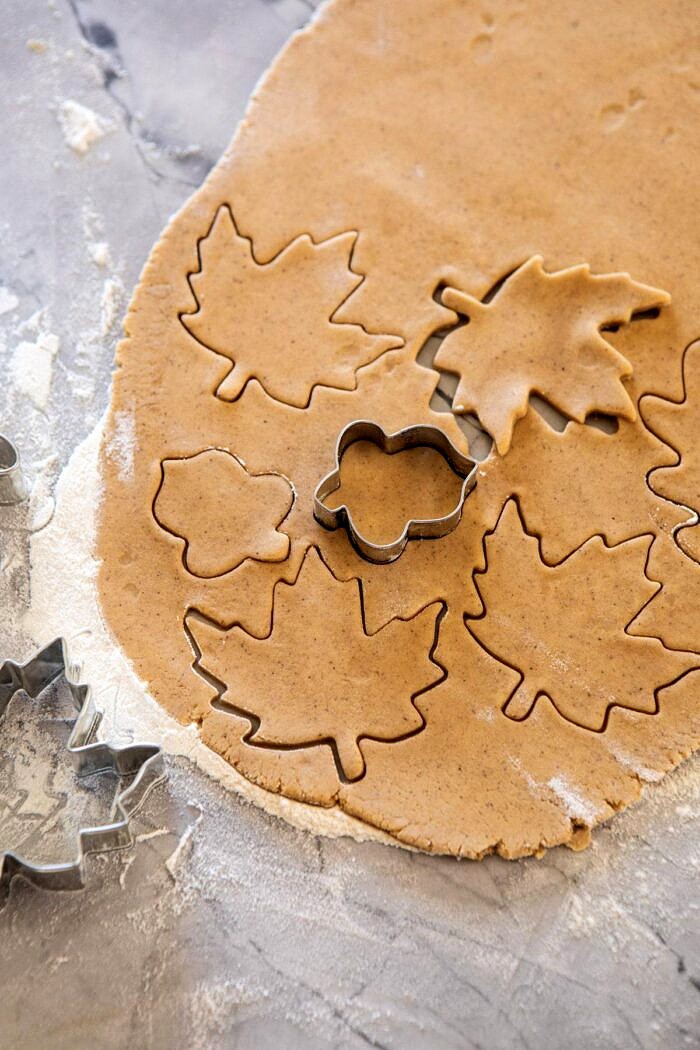 Chai Spiced Maple Sugar Cookies with Browned Butter Frosting | halfbakedharvest.com #cookies #thanksgiving #dessert #holiday #sugarcookies overhead photo of Chai Spiced Maple Sugar Cookies before baking