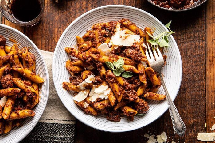 Best Super Easy Penne…with a lot of garlic | halfbakedharvest.com #penne #pasta #easyrecipes horizontal photo of Best Super Easy Penne…with a lot of garlic