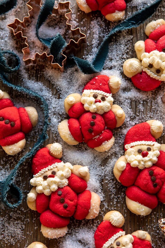 Holly Jolly Santa Cookies | halfbakedharvest.com #santacookies #sugarcookies overheard photo of Holly Jolly Santa Cookies
