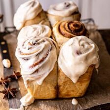 Overnight Cinnamon Roll Bread with Chai Frosting | halfbakedharvest.com #cinnamonrolls #christmas #breakfast