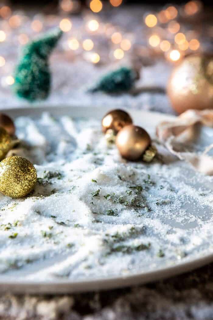 The Spicy Sweet Grinch Cocktail | halfbakedharvest.com #thegrinch #christmasdrinksaturday #vodka mint sugar