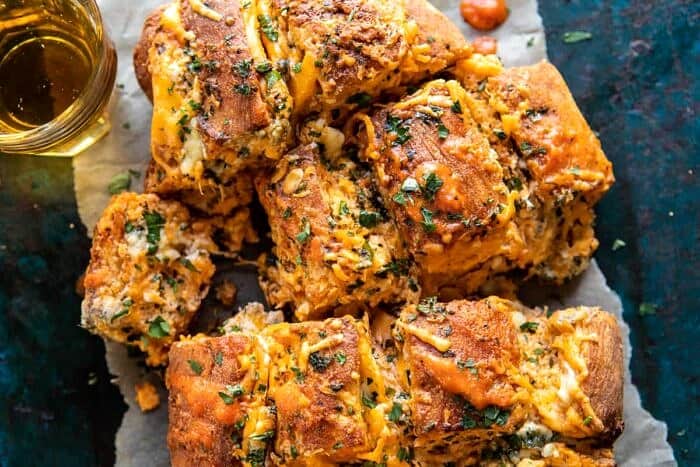 horizontal photo of Buffalo Ranch Chicken Pull Apart Bread