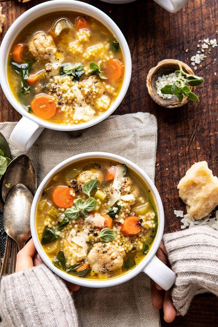 Healthier Italian Wedding Soup with Lemon and Garlic | halfbakedharvest.com #healthy #weddingsoup