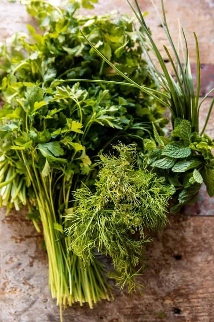 raw herbs before adding stew 