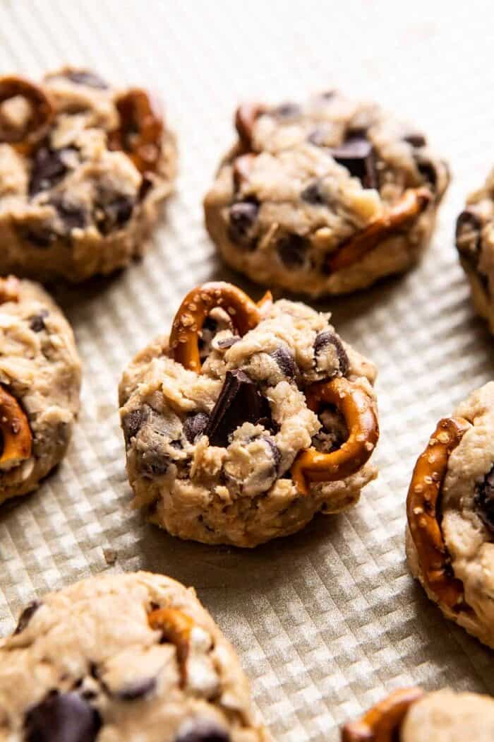 Salted Pretzel Cowboy Party Cookie dough baking