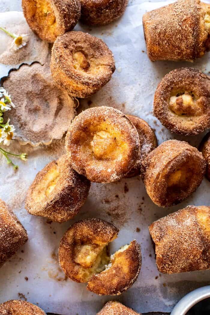 overhead photo of Cinnamon Sugar Brown Butter Popovers