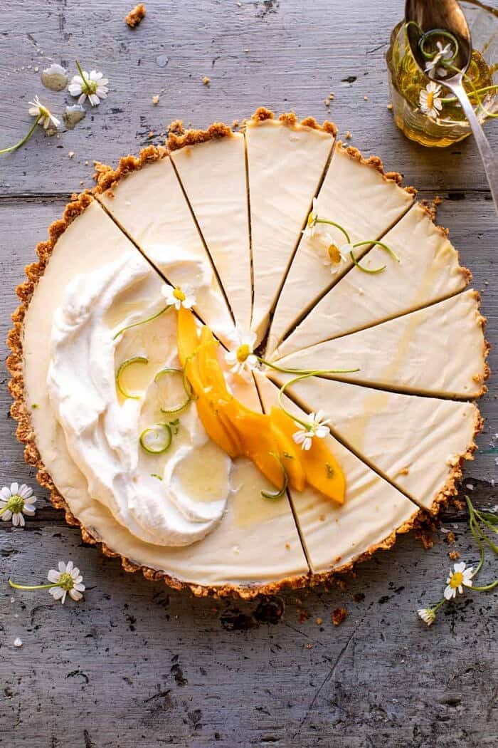 overhead photo of No Fuss Coconut Lime Tart