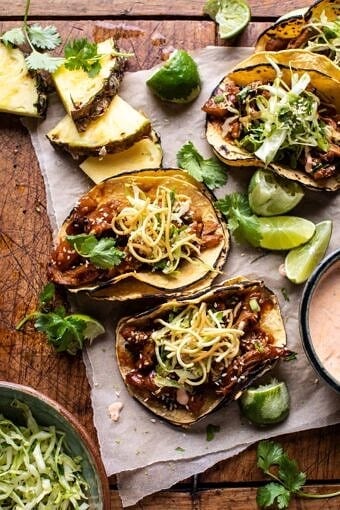 Slow Cooker Braised Hawaiian Pineapple Chicken Tacos | halfbakedharvest.com