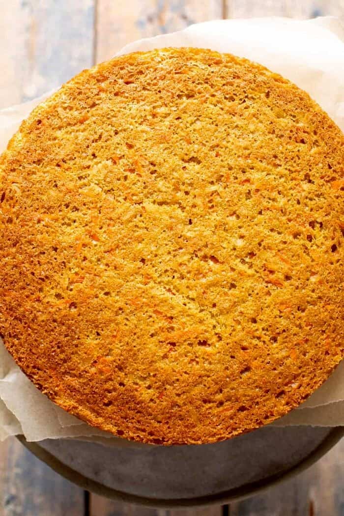 prep photo of Coconut Carrot Cake before adding buttercream