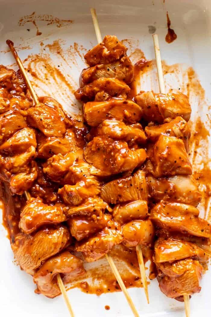 Lebanese Chicken with Charred Lemon Cauliflower | halfbakedharvest.com overhead prep photo of Lebanese Chicken marinating