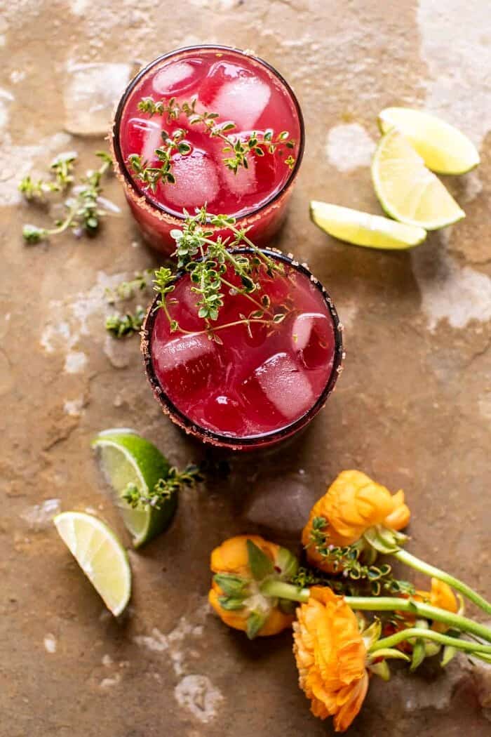 Orange Hibiscus Mai Tai | halfbakedharvest.com overhead photo of Orange Hibiscus Mai Tai