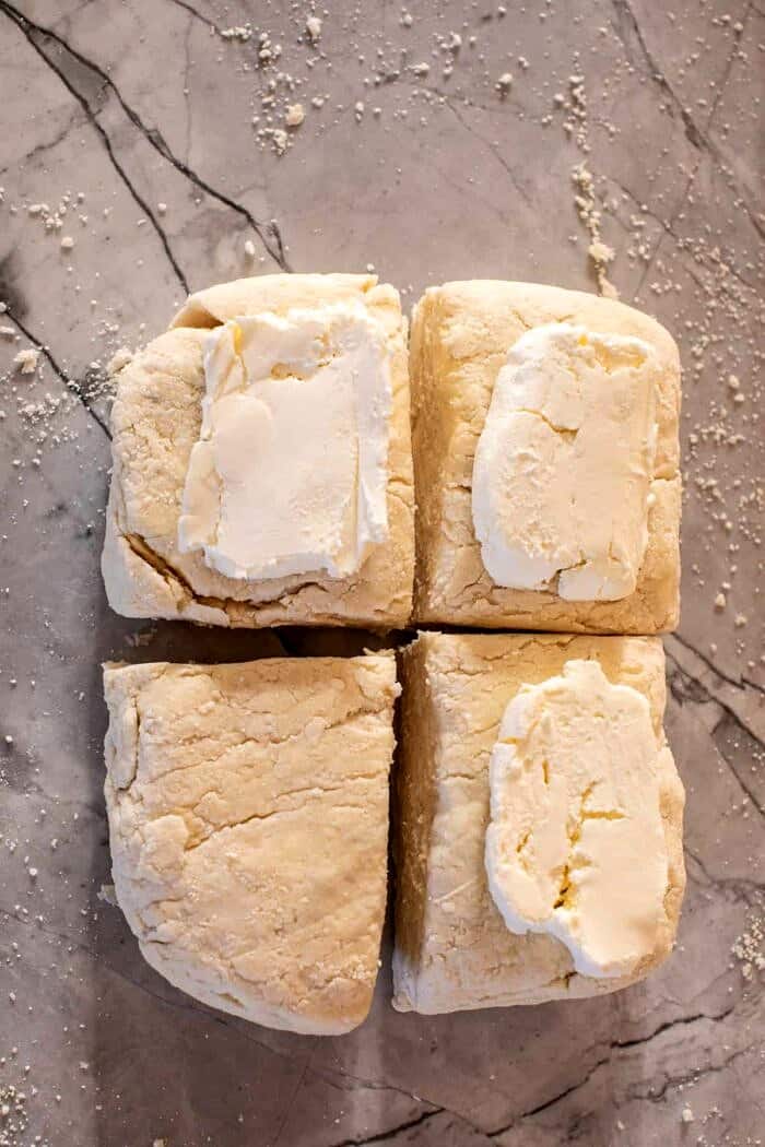 Layered Cream Cheese Biscuit dough