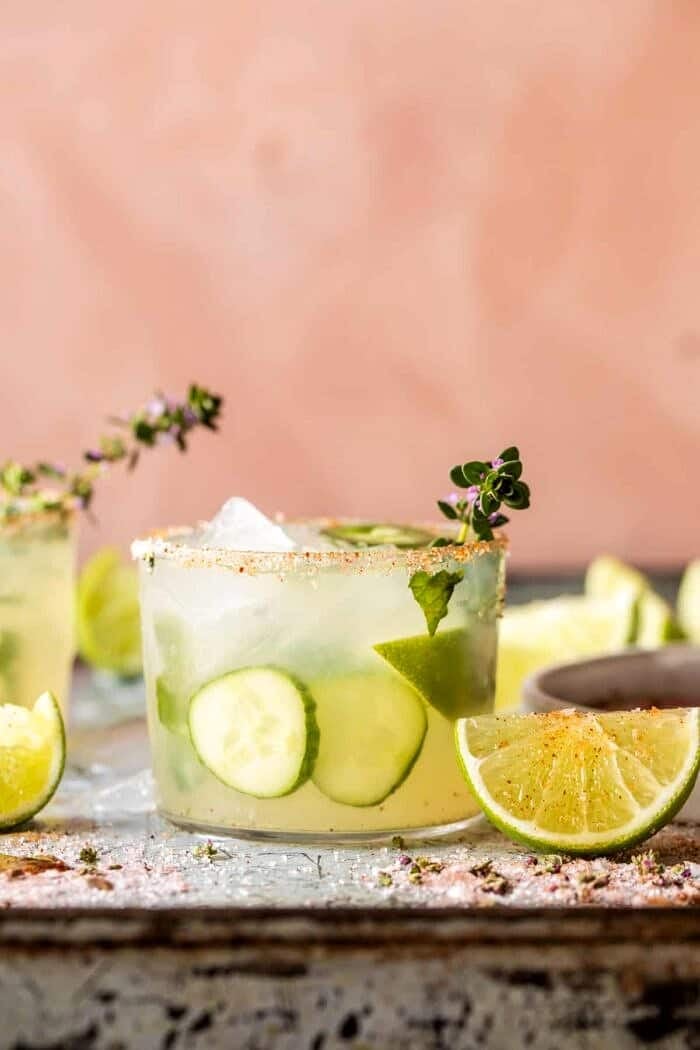 front on close up photo of Spicy Cucumber Margarita 