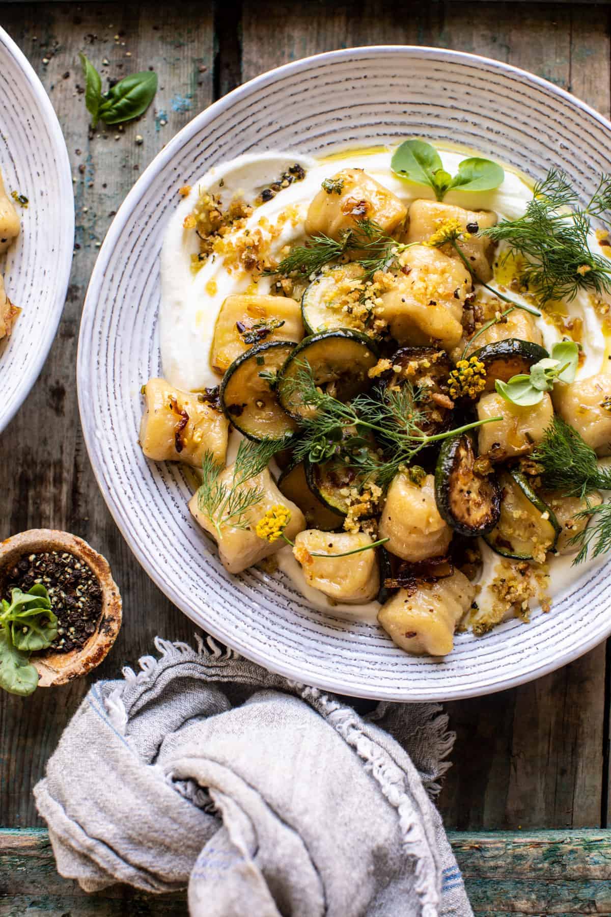 Cauliflower Gnocchi with Crispy Zucchini and Whipped Goat Cheese | halfbakedharvest.com