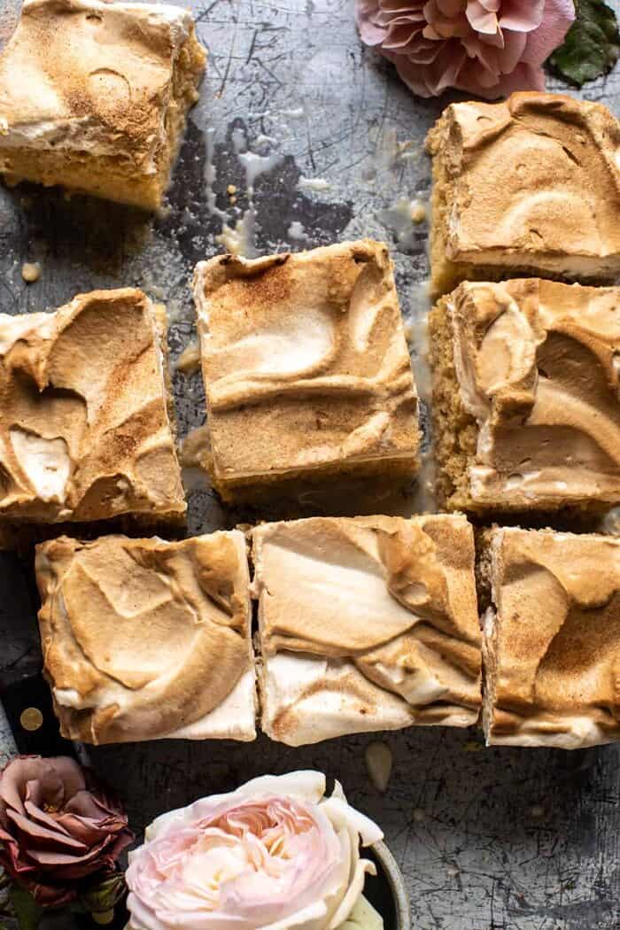 Dirty Horchata Tres Leches Cake | halfbakedharvest.com overhead close up photo of Dirty Horchata Tres Leches Cake