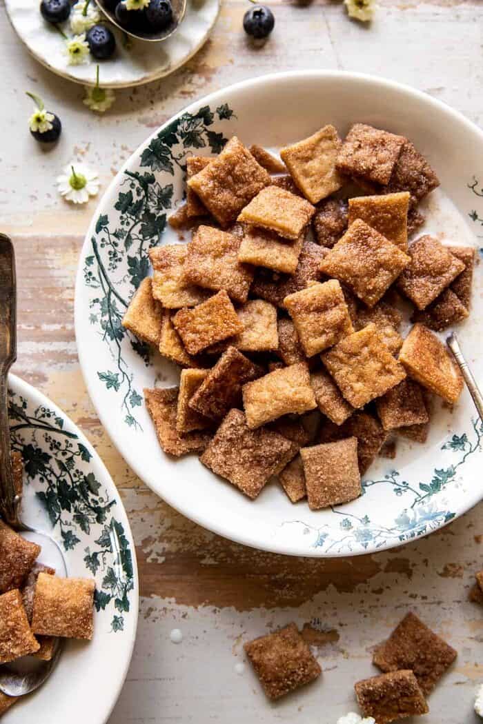 Homemade Cinnamon Toast Crunch | halfbakedharvest.com overhead photo of Homemade Cinnamon Toast Crunch