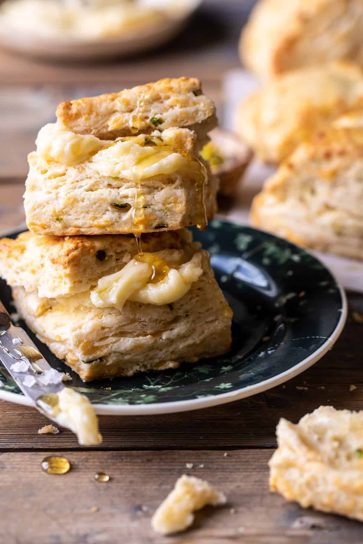 Layered Jalapeño Cheddar Biscuits with Salted Honey Butter | halfbakedharvest.com