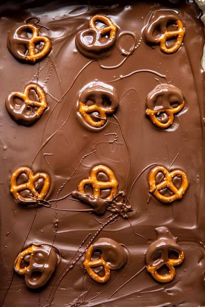 overhead prep photo of Buckeye Crunch Bars before chilling 