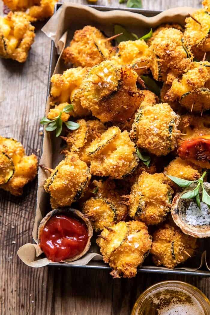 Mac and Cheese Stuffed Oven Fried Zucchini Bites | halfbakedharvest.com
