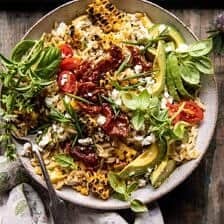 Brown Butter Corn and Feta Orzo with Crispy Prosciutto | halfbakedharvest.com