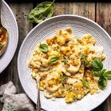 Browned Garlic Butter Creamed Corn Cheese Ravioli | halfbakedharvest.com