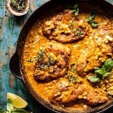 Creamy Cajun Skillet Chicken Lazone with Herby Corn | halfbakedharvest.com