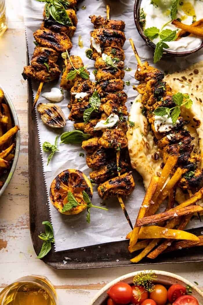 Grilled Chicken Shawarma with Golden Butter Fries and Garlic Sauce | halfbakedharvest.com