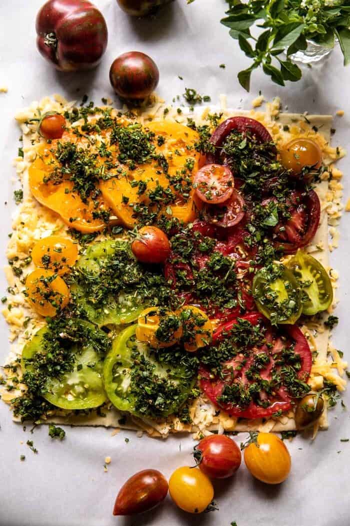 Roasted Tomato Cheddar Tart with Ranch Seasoning | halfbakedharvest.com