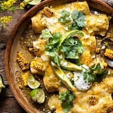 Sheet Pan Chipotle Cheddar Corn Chicken Enchiladas | halfbakedharvest.com