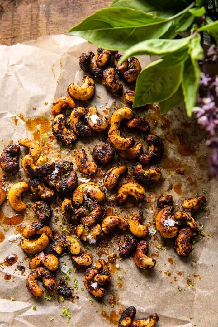 overhead photo of chili lime cashews 