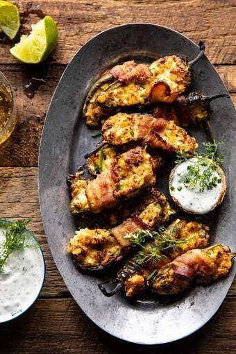 Bacon Wrapped Cheddar Corn Jalapeño Poppers | halfbakedharvest.com