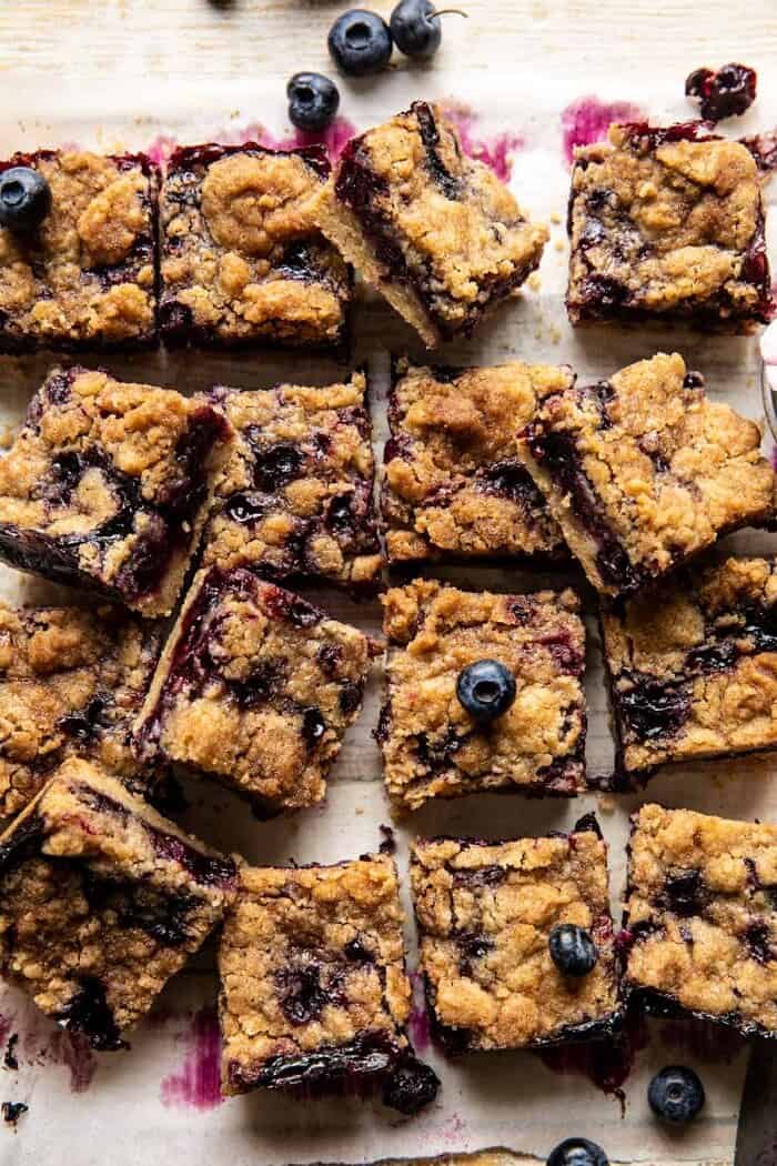 Cinnamon Sugar Blueberry Crumb Bars | halfbakedbarvest.com