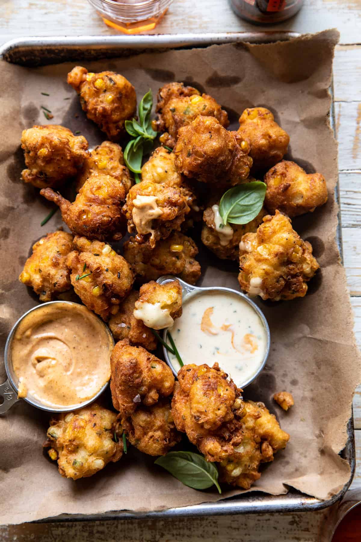 Jalapeño Cheddar Corn Fritters with Chipotle Aioli | halfbakedharvest.com