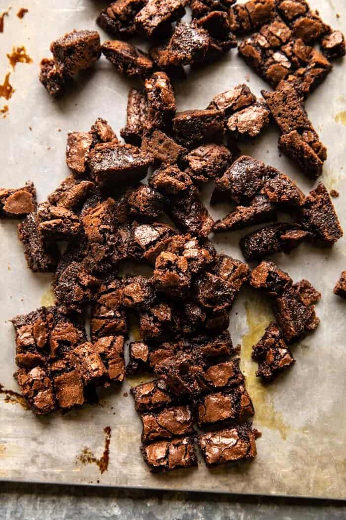 No Churn Fudge Brownie Coffee Ice Cream | halfbakedharvest.com crumbled crinkle top Brownie Coffee Ice Cream