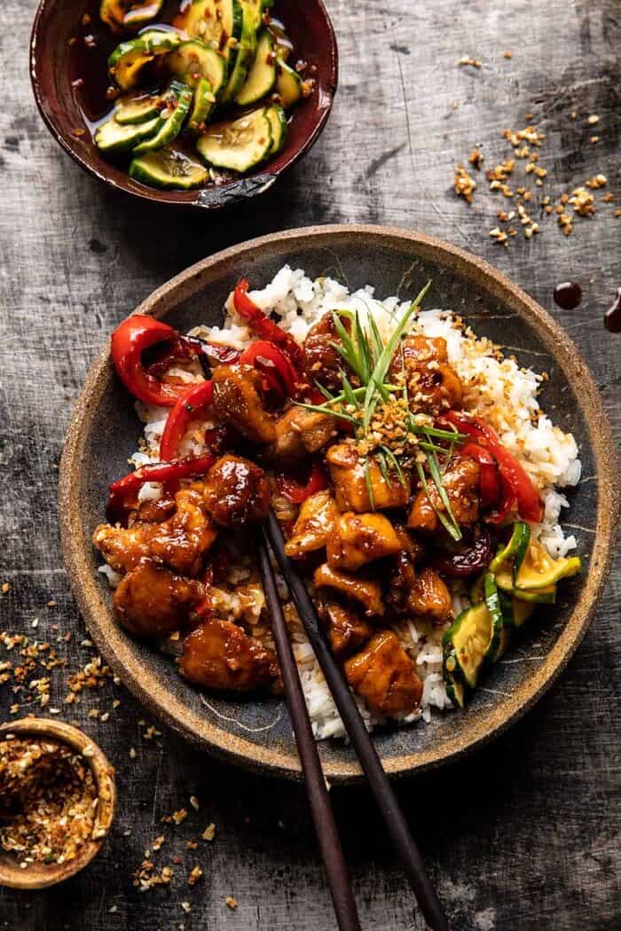 Weeknight Sesame Teriyaki Chicken with Ginger Rice | halfbakedharvest.com
