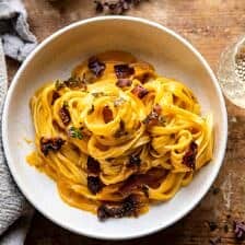 Butternut Squash Pasta Carbonara with Rosemary Bacon | halfbakedharvest.com