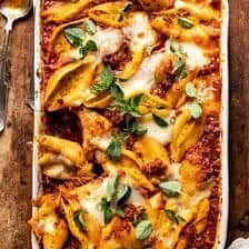 Pumpkin Cheese Stuffed Pasta Bolognese Bake | halfbakedharvest.com