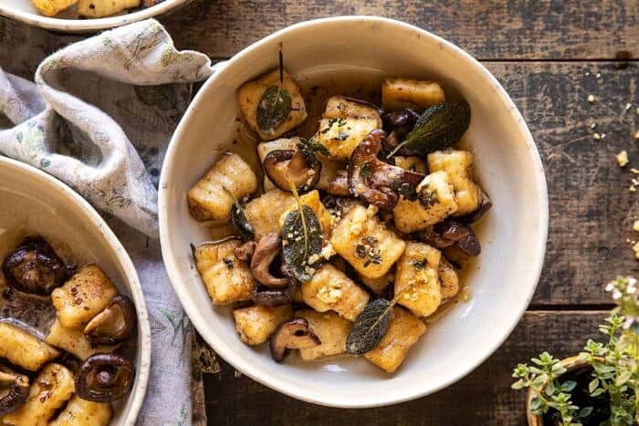 Ricotta Gnocchi with Herby Mushrooms and Sage Browned Butter | halfbakedharvest.com