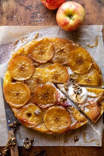 Salted Maple Apple Tarte Tatin with Cinnamon Pumpkin Seeds | halfbakedharvest.com