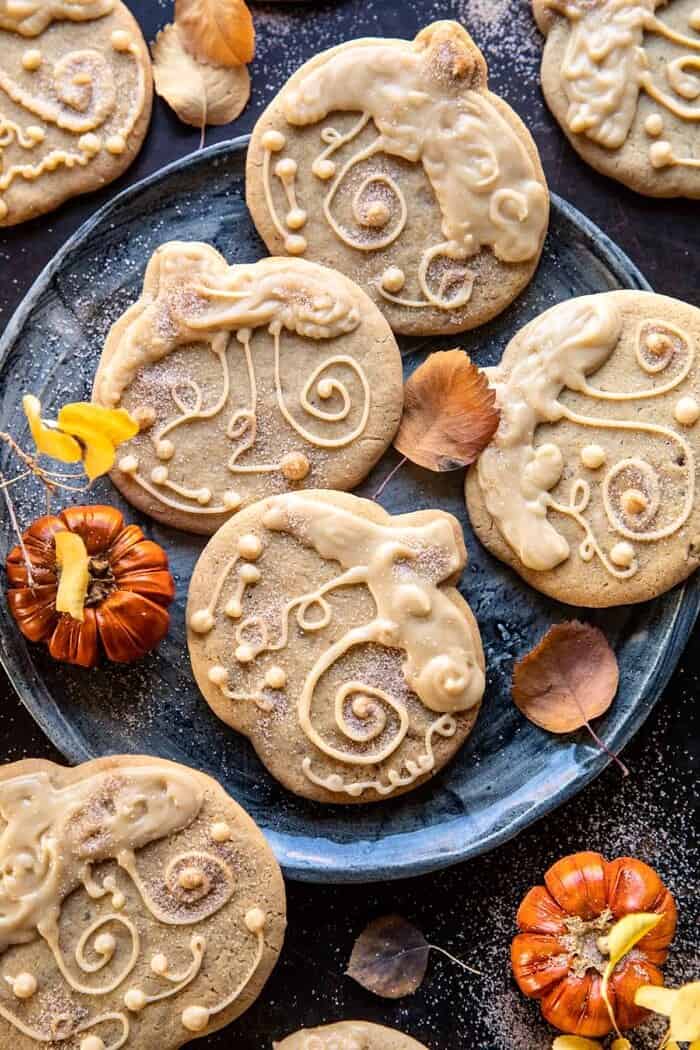 Glazed Brown Sugar Maple Cookies | halfbakedharvest.com overhead photo of Glazed Brown Sugar Maple Cookies