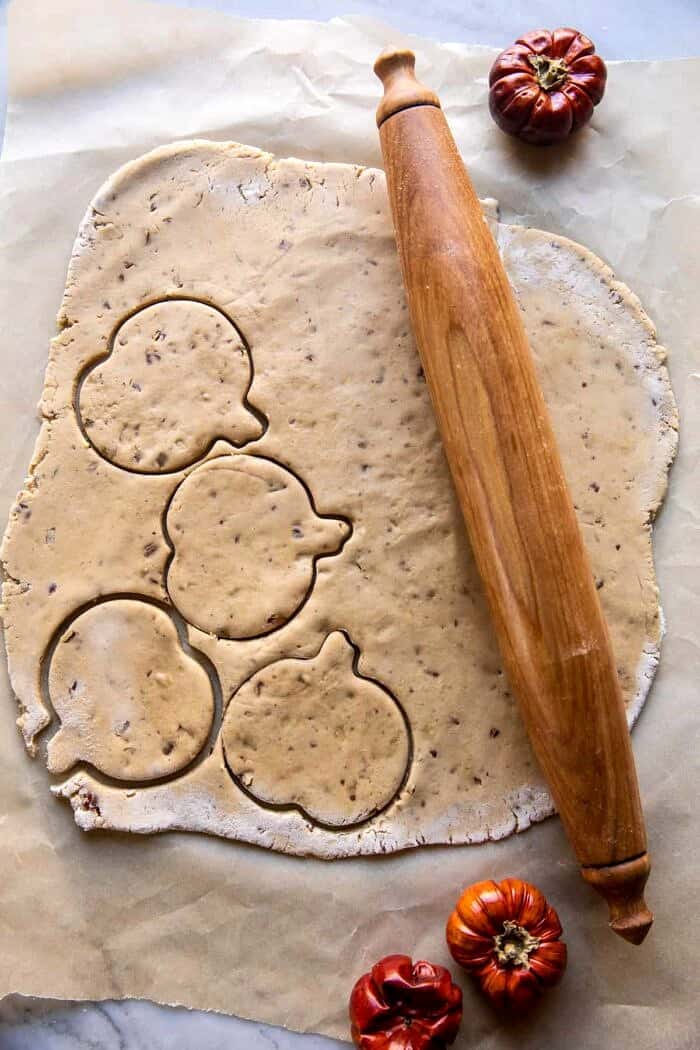 Glazed Brown Sugar Maple Cookies | halfbakedharvest.com overhead prep photo of rolling out cookie dough