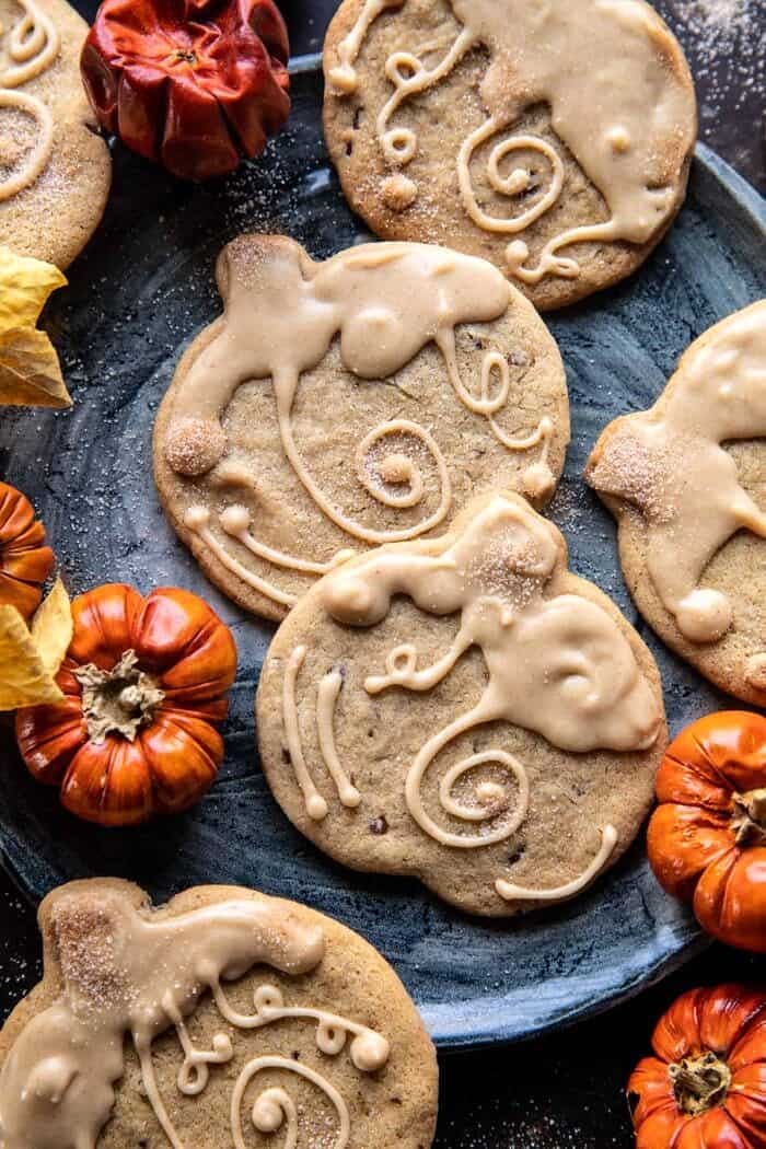 Glazed Brown Sugar Maple Cookies | halfbakedharvest.com overhead photo of Glazed Brown Sugar Maple Cookies