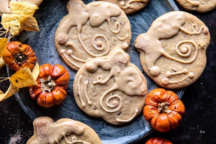 Glazed Brown Sugar Maple Cookies | halfbakedharvest.com overhead horizontal photo of Glazed Brown Sugar Maple Cookies