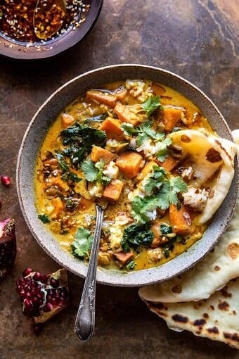 Gingery Coconut Sweet Potato and Rice Stew with Chili Oil | halfbakedharvest.com
